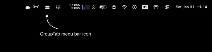 Screenshot of GroupTab icon in macOS menu bar